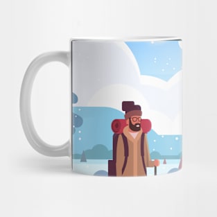 Snowy Hiking Adventure Polyhedral D20 Dice Sun RPG Landscapes Mug